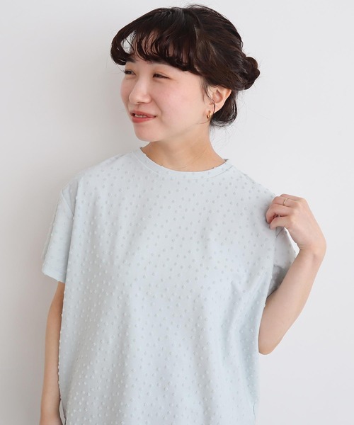 l'atelier du savon（アトリエドサボン）の「_小ドットパイルＴ（Tシャツ/カットソー・レディース・サックスブルー/ブラック/オフホワイト・FREE）」の5枚目の写真