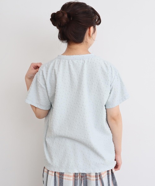 l'atelier du savon（アトリエドサボン）の「_小ドットパイルＴ（Tシャツ/カットソー・レディース・サックスブルー/ブラック/オフホワイト・FREE）」の8枚目の写真