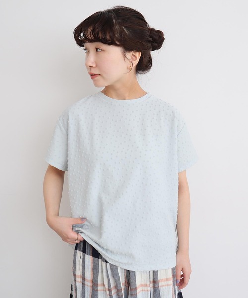 l'atelier du savon（アトリエドサボン）の「_小ドットパイルＴ（Tシャツ/カットソー・レディース・サックスブルー/ブラック/オフホワイト・FREE）」の22枚目の写真