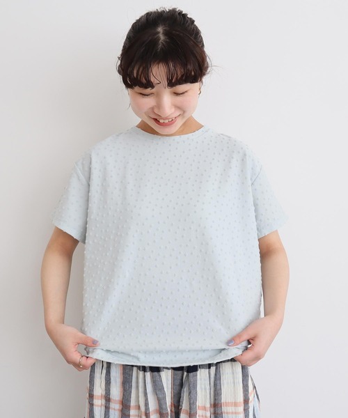 l'atelier du savon（アトリエドサボン）の「_小ドットパイルＴ（Tシャツ/カットソー・レディース・サックスブルー/ブラック/オフホワイト・FREE）」の13枚目の写真