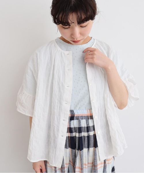 l'atelier du savon（アトリエドサボン）の「_小ドットパイルＴ（Tシャツ/カットソー・レディース・サックスブルー/ブラック/オフホワイト・FREE）」の19枚目の写真