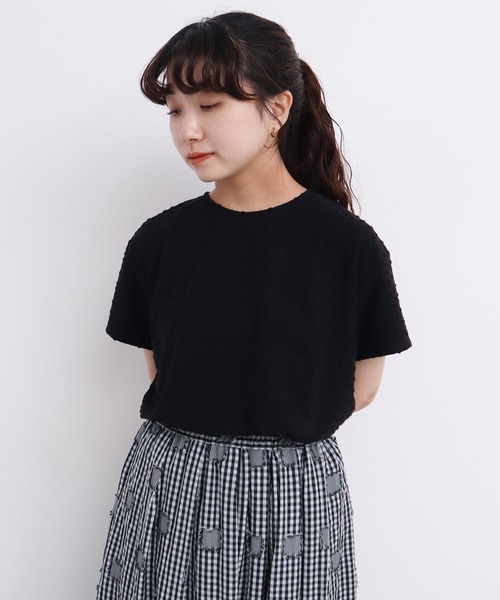 tシャツ 小ドットパイル　フレンチTシャツ レディース 小ドットパイル フレンチTシャツ（Tシャツ/カットソー）｜l
