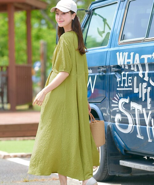 ワッフルVネックワンピース(ワンピース)|Tiaclasse(ティア ワッフルVネックワンピース(ワンピース)|Tiaclasse(ティア