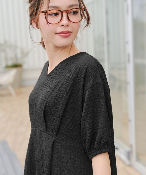 ワッフルVネックワンピース（ワンピース）｜Tiaclasse（ティアクラッセ