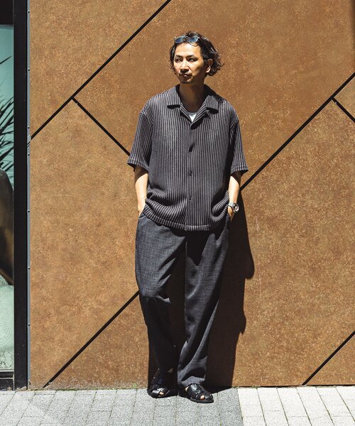 セール】ストライプ カラーレース 半袖シャツ（シャツ/ブラウス