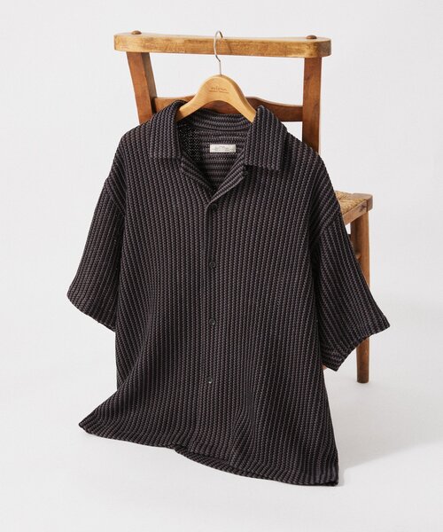 レース 黒 半袖Tシャツ ストライプ SHIPS シャツ BENCH MARKING SHIRT: ストライプレース オープン