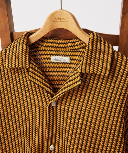 JOURNAL STANDARD relume（ジャーナルスタンダード　レリューム）の「ストライプ カラーレース 半袖シャツ（シャツ/ブラウス・メンズ・イエロー/オレンジ/ブルー/ブラックミックス/ベージュ系その他・LARGE/MEDIUM）」の9枚目の写真