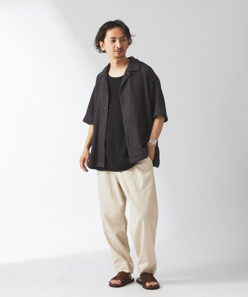 JOURNAL STANDARD relume（ジャーナルスタンダード　レリューム）の「ストライプ カラーレース 半袖シャツ（シャツ/ブラウス・メンズ・イエロー/オレンジ/ブルー/ブラックミックス/ベージュ系その他・LARGE/MEDIUM）」の10枚目の写真