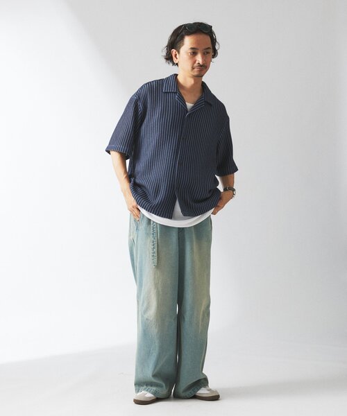 JOURNAL STANDARD relume（ジャーナルスタンダード　レリューム）の「ストライプ カラーレース 半袖シャツ（シャツ/ブラウス・メンズ・イエロー/オレンジ/ブルー/ブラックミックス/ベージュ系その他・LARGE/MEDIUM）」の12枚目の写真