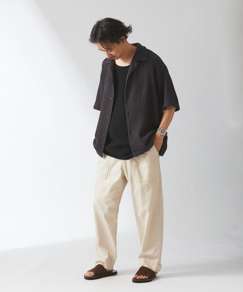 JOURNAL STANDARD relume（ジャーナルスタンダード　レリューム）の「ストライプ カラーレース 半袖シャツ（シャツ/ブラウス・メンズ・イエロー/オレンジ/ブルー/ブラックミックス/ベージュ系その他・LARGE/MEDIUM）」の14枚目の写真