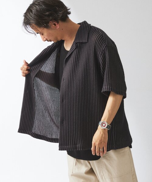 JOURNAL STANDARD relume（ジャーナルスタンダード　レリューム）の「ストライプ カラーレース 半袖シャツ（シャツ/ブラウス・メンズ・イエロー/オレンジ/ブルー/ブラックミックス/ベージュ系その他・LARGE/MEDIUM）」の16枚目の写真