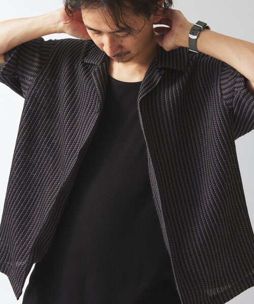 JOURNAL STANDARD relume（ジャーナルスタンダード　レリューム）の「ストライプ カラーレース 半袖シャツ（シャツ/ブラウス・メンズ・イエロー/オレンジ/ブルー/ブラックミックス/ベージュ系その他・LARGE/MEDIUM）」の20枚目の写真