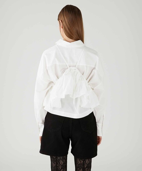 crinkle crinkle crinkle(クリンクルクリンクルクリンクル)の「【crinkle crinkle crinkle】balloon cami short shirts/バルーンキャミショートシャツ(シャツ/ブラウス・レディース・ホワイト/ブラック・FREE)」の11枚目の写真