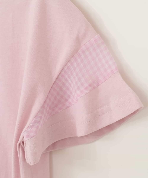 a.v.v（アーヴェヴェ）の「【累計1万枚販売/接触冷感/ジメジメ対策/毛玉になりにくい/安心の綿100％】[100-130]シアーギンガムキリカエスリーブＴシャツ（Tシャツ/カットソー・キッズ・ライトピンク/ブラック/ホワイト/ダークインディゴブルー・100/110/120/130）」の21枚目の写真