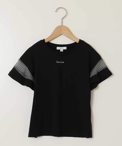 a.v.v（アーヴェヴェ）の「【累計1万枚販売/接触冷感/ジメジメ対策/毛玉になりにくい/安心の綿100％】[100-130]シアーギンガムキリカエスリーブＴシャツ（Tシャツ/カットソー・キッズ・ライトピンク/ブラック/ホワイト/ダークインディゴブルー・100/110/120/130）」の18枚目の写真