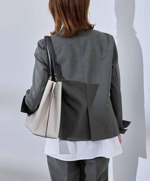 ROPE' PICNIC（ロペピクニック）の「【UV対応】【リネンライク・シリーズ】ノーラペルジャケット/通勤・セットアップ対応（ノーカラージャケット・レディース・ダークブラウン/ネイビー/グレー/グレー系その他・40/38/36）」の9枚目の写真