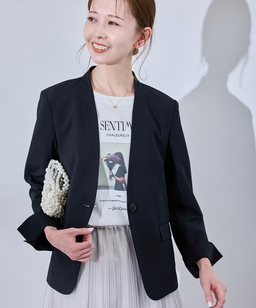 UV対応】【リネンライク・シリーズ】ノーラペルジャケット/通勤