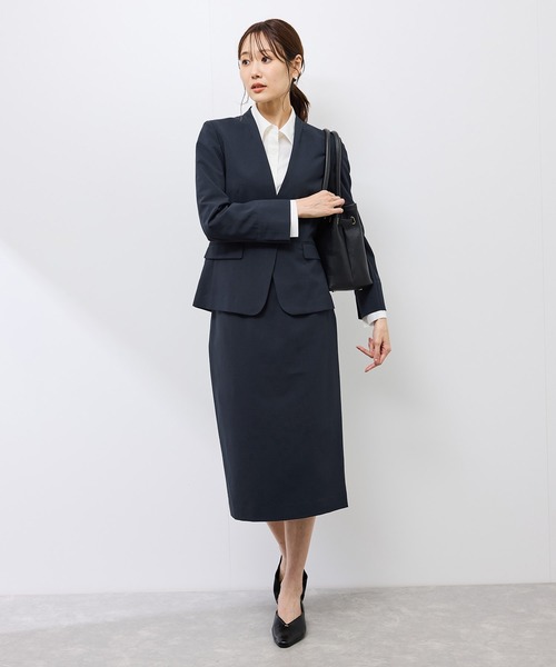 ROPE PICNIC ノーカラー ジャケット　セットアップ パンツ ブラック ROPE' PICNIC ジャケット ノーカラージャケット 「花粉ガード