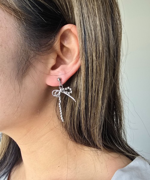 925 Silver]ノーテッド リボン ピアス 18G ボディピアス