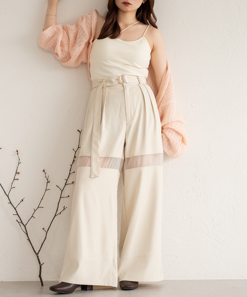 mideal(マイディール)の「sheer part wide pants / シアーパートワイドパンツ(その他パンツ・レディース・アイボリー/ブラック・MEDIUM/SMALL)」の7枚目の写真
