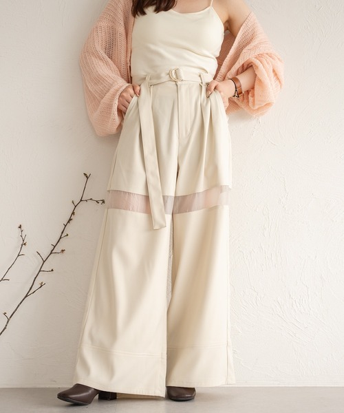 mideal(マイディール)の「sheer part wide pants / シアーパートワイドパンツ(その他パンツ・レディース・アイボリー/ブラック・MEDIUM/SMALL)」の8枚目の写真