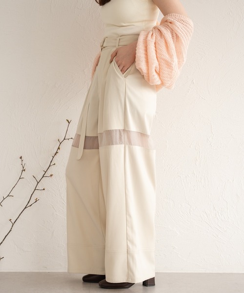 sheer part wide pants / シアーパートワイドパンツ（その他パンツ