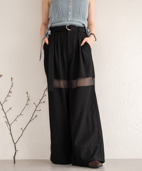 mideal(マイディール)の「sheer part wide pants / シアーパートワイドパンツ(その他パンツ・レディース・アイボリー/ブラック・MEDIUM/SMALL)」の15枚目の写真