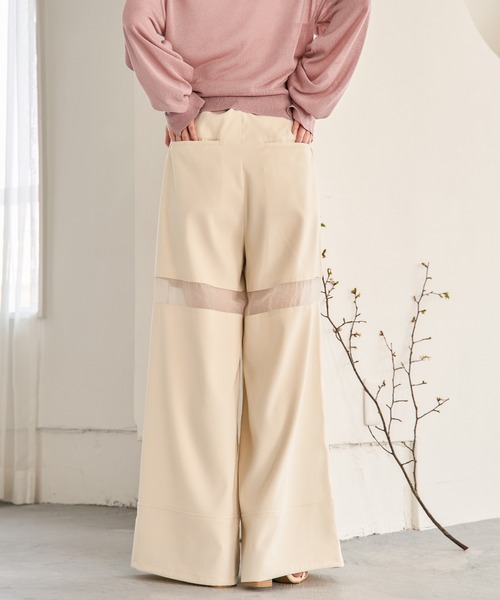mideal(マイディール)の「sheer part wide pants / シアーパートワイドパンツ(その他パンツ・レディース・アイボリー/ブラック・MEDIUM/SMALL)」の5枚目の写真