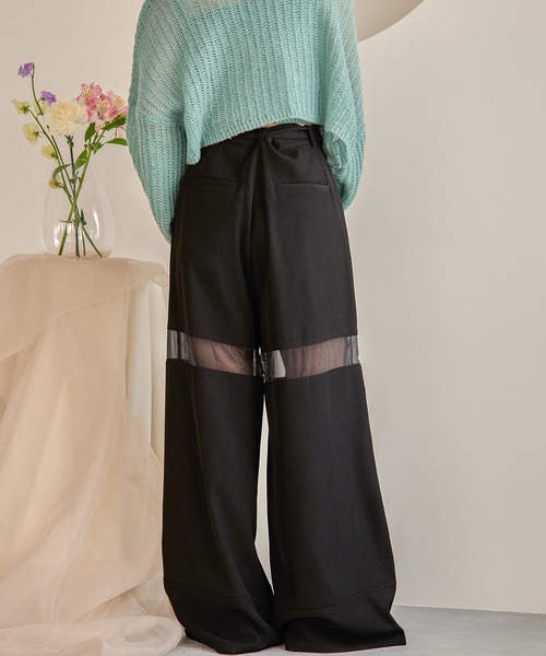 mideal(マイディール)の「sheer part wide pants / シアーパートワイドパンツ(その他パンツ・レディース・アイボリー/ブラック・MEDIUM/SMALL)」の11枚目の写真