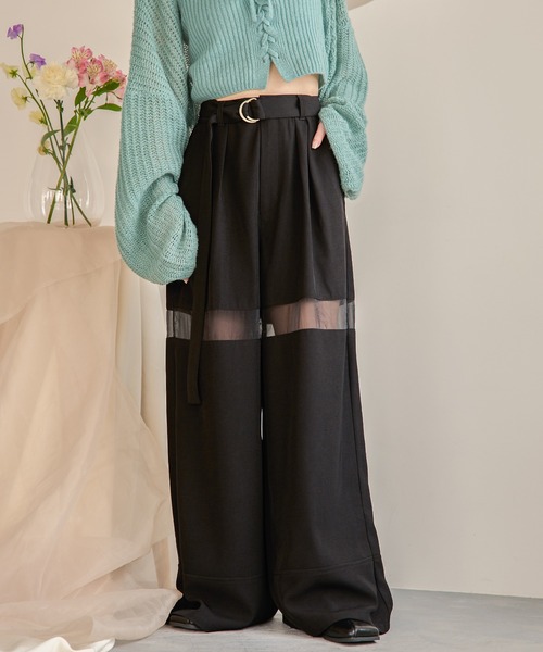 mideal(マイディール)の「sheer part wide pants / シアーパートワイドパンツ(その他パンツ・レディース・アイボリー/ブラック・MEDIUM/SMALL)」の19枚目の写真