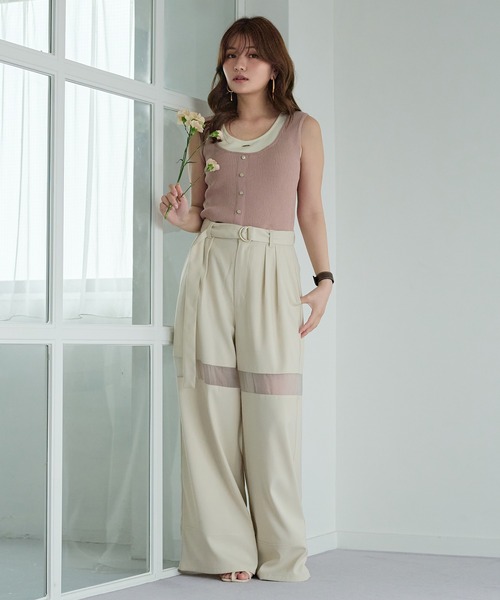 mideal(マイディール)の「sheer part wide pants / シアーパートワイドパンツ(その他パンツ・レディース・アイボリー/ブラック・MEDIUM/SMALL)」の21枚目の写真