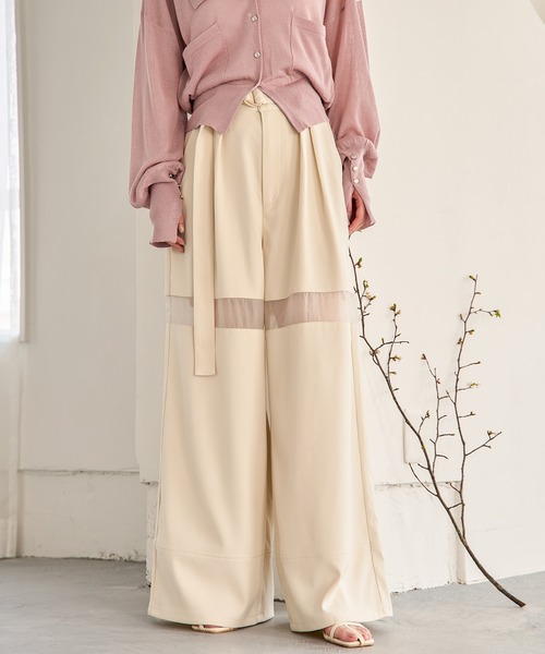 mideal(マイディール)の「sheer part wide pants / シアーパートワイドパンツ(その他パンツ・レディース・アイボリー/ブラック・MEDIUM/SMALL)」の20枚目の写真