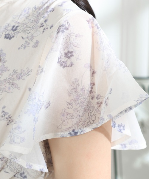 Lace Ladies(レースレディース)の「花柄 ボウタイリボン フレア袖 ティアード ワンピース(ワンピース・レディース・ブルーグレー/ブラック/アイボリー・S/FREE)」の21枚目の写真