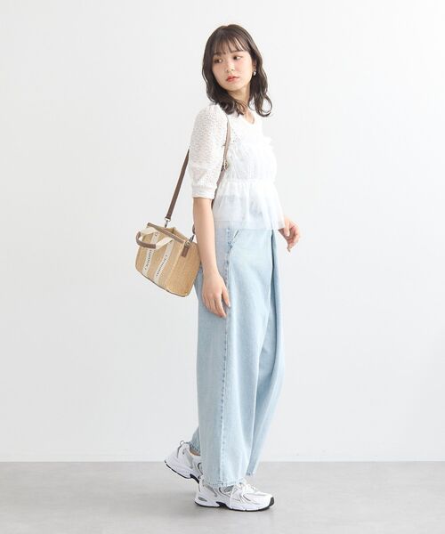 earth music&ecology（アースミュージックアンドエコロジー）の「ロゴテープトートバッグ（トートバッグ・レディース・ナチュラル/アイボリー・FREE）」の12枚目の写真