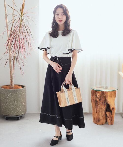 earth music&ecology（アースミュージックアンドエコロジー）の「ロゴテープトートバッグ（トートバッグ・レディース・ナチュラル/アイボリー・FREE）」の18枚目の写真