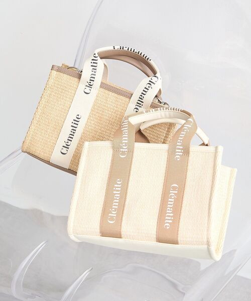 earth music&ecology（アースミュージックアンドエコロジー）の「ロゴテープトートバッグ（トートバッグ・レディース・ナチュラル/アイボリー・FREE）」の3枚目の写真