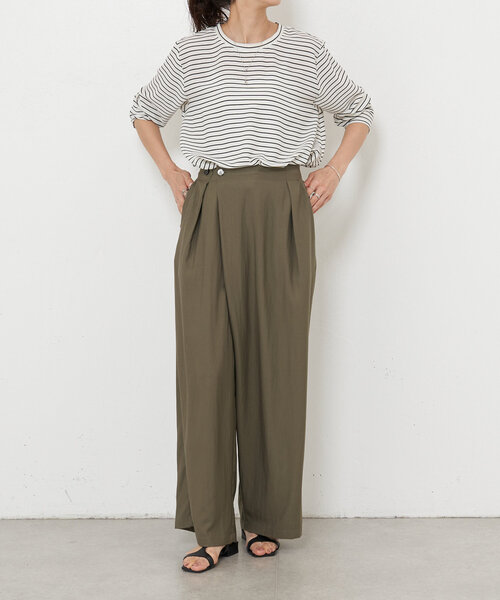 BEARDSLEY（ビアズリー）の「ラップワイドパンツ（その他パンツ・レディース・カーキ/ネイビー・FREE）」の6枚目の写真