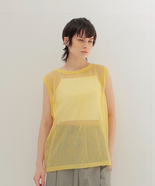 DRESSLAVE（ドレスレイブ）の「ALLONGE sheer sleeveless pull(シアースリーブレスプルオーバー)（ニット/セーター・レディース・ホワイト/グレー/イエロー/ブルー・38）」の5枚目の写真