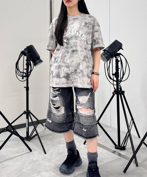 Figments(フィグメンツ)の「ゴシックロゴタイダイビッグT(Tシャツ/カットソー・レディース・ブラック/グレー・FREE)」の17枚目の写真