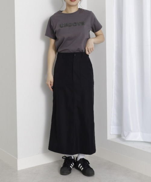 UNDOVE(アンドゥーブ)の「〈UNDOVE〉【UVカット/はっ水/ストレッチ/ペンシルスカート/タイトスカート/スリット入り/ポケット有/カジュアル】ハイウエストベイカースカート(スカート・レディース・カーキ/ブラック・MEDIUM/LARGE/X-LARGE)」の4枚目の写真