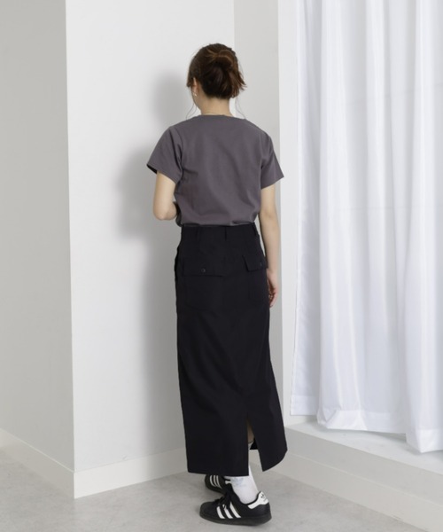 UNDOVE(アンドゥーブ)の「〈UNDOVE〉【UVカット/はっ水/ストレッチ/ペンシルスカート/タイトスカート/スリット入り/ポケット有/カジュアル】ハイウエストベイカースカート(スカート・レディース・カーキ/ブラック・MEDIUM/LARGE/X-LARGE)」の22枚目の写真