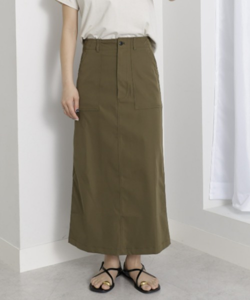 UNDOVE(アンドゥーブ)の「〈UNDOVE〉【UVカット/はっ水/ストレッチ/ペンシルスカート/タイトスカート/スリット入り/ポケット有/カジュアル】ハイウエストベイカースカート(スカート・レディース・カーキ/ブラック・MEDIUM/LARGE/X-LARGE)」の13枚目の写真