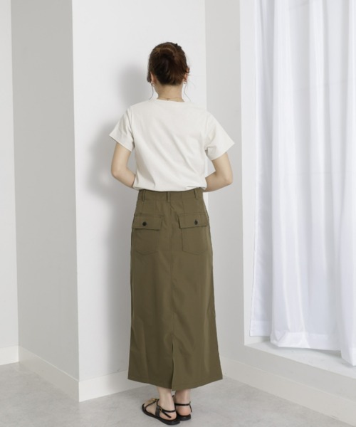 UNDOVE(アンドゥーブ)の「〈UNDOVE〉【UVカット/はっ水/ストレッチ/ペンシルスカート/タイトスカート/スリット入り/ポケット有/カジュアル】ハイウエストベイカースカート(スカート・レディース・カーキ/ブラック・MEDIUM/LARGE/X-LARGE)」の15枚目の写真