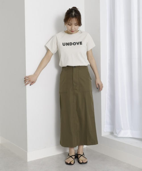 UNDOVE(アンドゥーブ)の「〈UNDOVE〉【UVカット/はっ水/ストレッチ/ペンシルスカート/タイトスカート/スリット入り/ポケット有/カジュアル】ハイウエストベイカースカート(スカート・レディース・カーキ/ブラック・MEDIUM/LARGE/X-LARGE)」の16枚目の写真