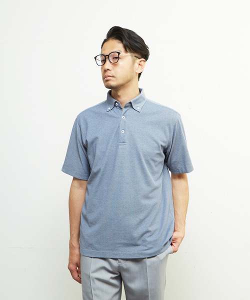MEN'S MELROSE（メンズメルローズ）の「《WEB限定》COOLMAXカノコ半袖ボタンダウンポロシャツ | 吸水速乾（ポロシャツ・メンズ・ブラック/ネイビー/ブルー・4/2/5/3）」の22枚目の写真