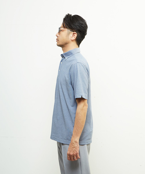 MEN'S MELROSE（メンズメルローズ）の「《WEB限定》COOLMAXカノコ半袖ボタンダウンポロシャツ | 吸水速乾（ポロシャツ・メンズ・ブラック/ネイビー/ブルー・4/2/5/3）」の21枚目の写真