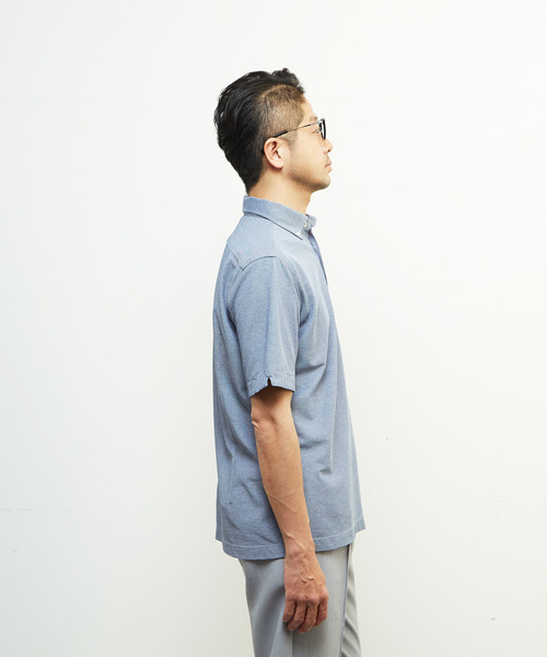MEN'S MELROSE（メンズメルローズ）の「《WEB限定》COOLMAXカノコ半袖ボタンダウンポロシャツ | 吸水速乾（ポロシャツ・メンズ・ブラック/ネイビー/ブルー・4/2/5/3）」の19枚目の写真
