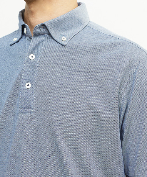MEN'S MELROSE（メンズメルローズ）の「《WEB限定》COOLMAXカノコ半袖ボタンダウンポロシャツ | 吸水速乾（ポロシャツ・メンズ・ブラック/ネイビー/ブルー・4/2/5/3）」の18枚目の写真