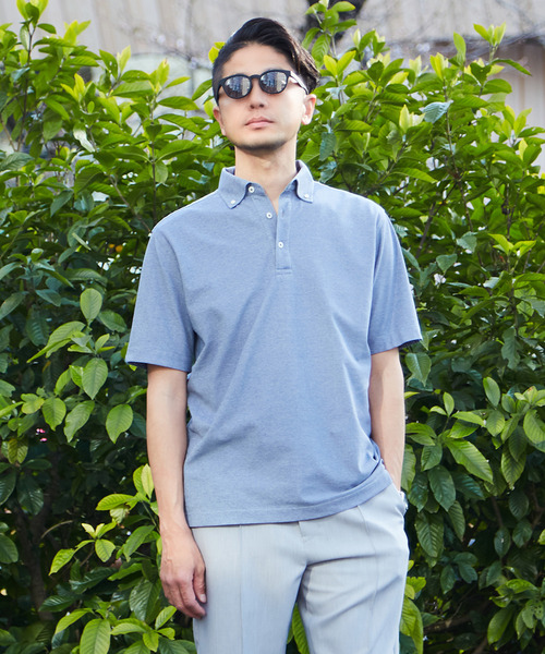 MEN'S MELROSE（メンズメルローズ）の「《WEB限定》COOLMAXカノコ半袖ボタンダウンポロシャツ | 吸水速乾（ポロシャツ・メンズ・ブラック/ネイビー/ブルー・4/2/5/3）」の13枚目の写真