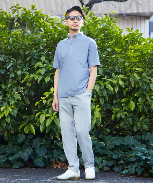 MEN'S MELROSE（メンズメルローズ）の「《WEB限定》COOLMAXカノコ半袖ボタンダウンポロシャツ | 吸水速乾（ポロシャツ・メンズ・ブラック/ネイビー/ブルー・4/2/5/3）」の10枚目の写真
